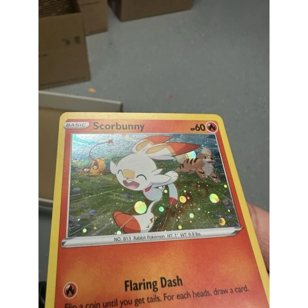 Scorbunny Black Star Cosmos Promo SWSH244 MEW HD Galaxy Swirl FART 🌀 Pokemon LP